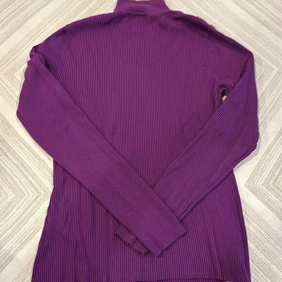 Worthington Women’s Purple Ribbed Mock Turtleneck Long-sleeve Top - Picture 6 of 7